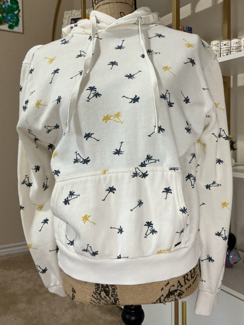 O'Neill Off White Palm Tree Hoodie Medium